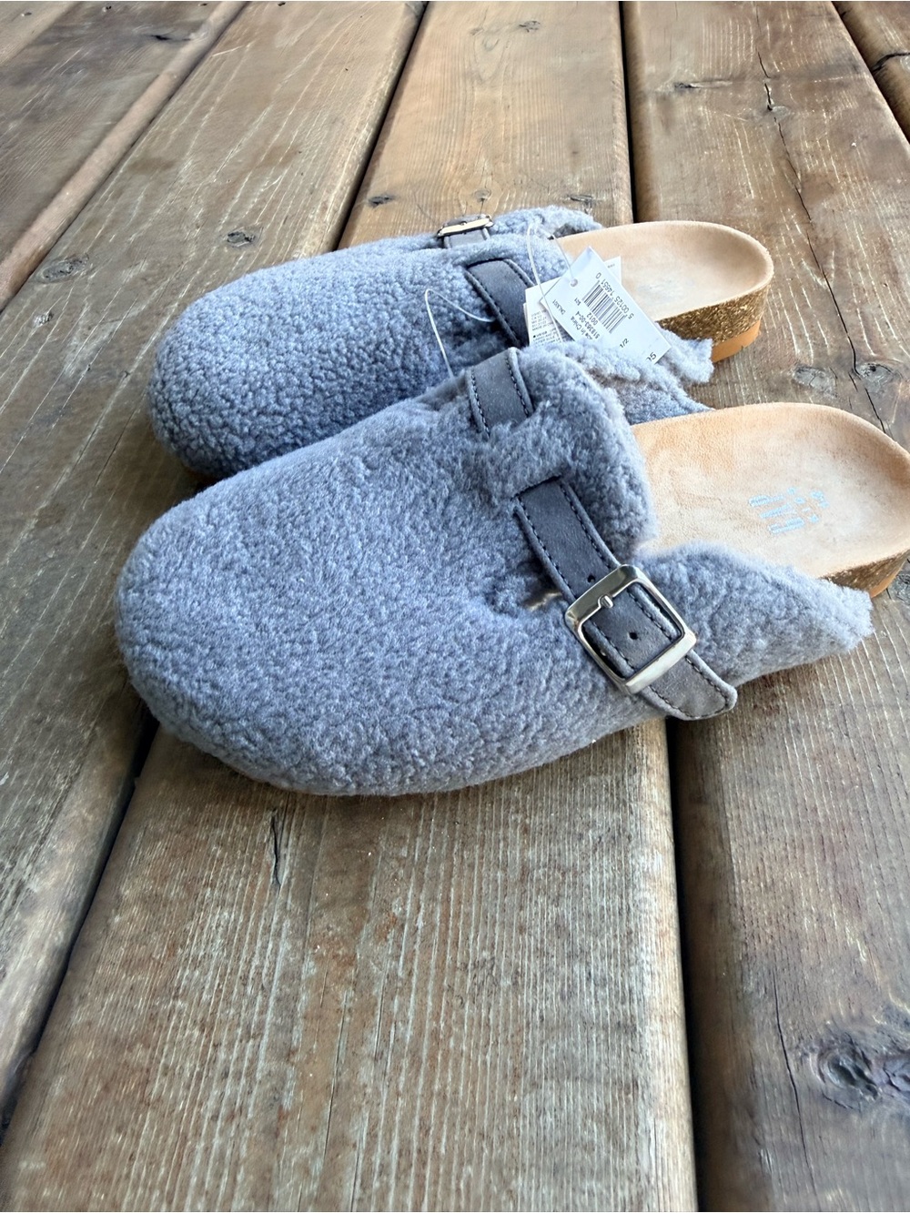 GAP Kids Light Gray Fuzzy Clog with Buckle